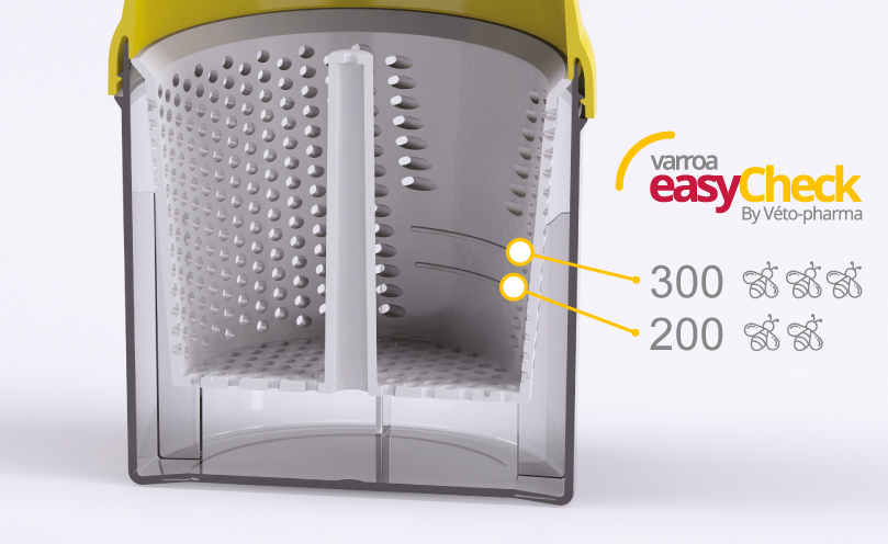 How many honey bees must be placed into the Varroa EasyCheck?